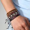 Braided Leather Bracelets for Men Vintage Life Tree Charm Wood Beads Ethnic Tribal Wristband Rope Bracelet Set