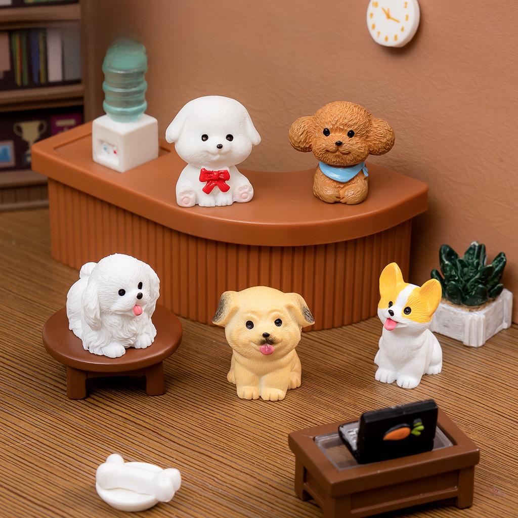 Adorable Mini Resin Dog Figurines For Desktop Or Car Decoration Blind Box