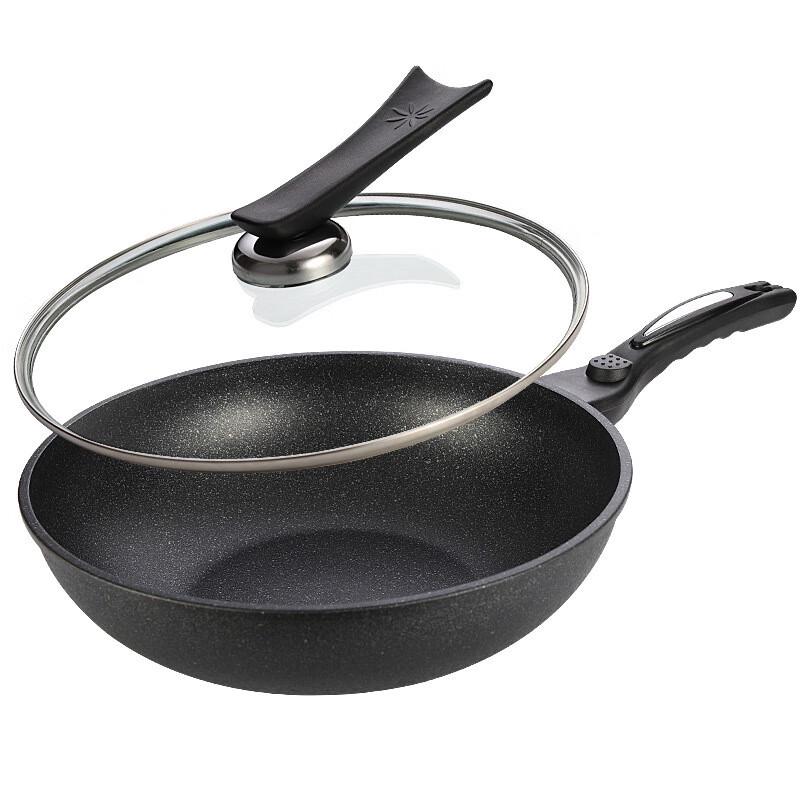 Yetele 32cm Maifan Stone Non-Stick Wok with Lid