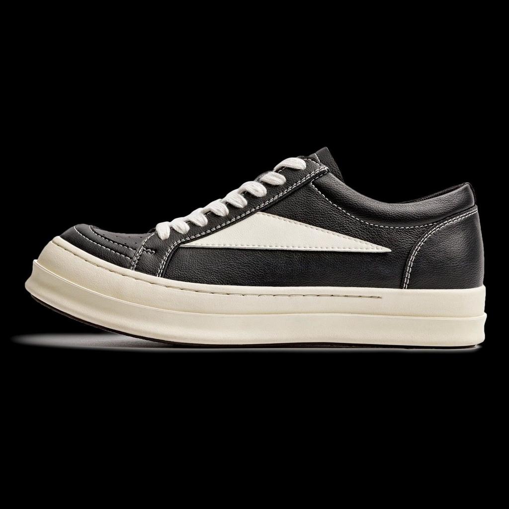 Outdoor Black PU Leather Low Top Thick Sole Men Shoes Jogging Lace Up Sneaker Fashion Casual Design Walking Trainers Footwear