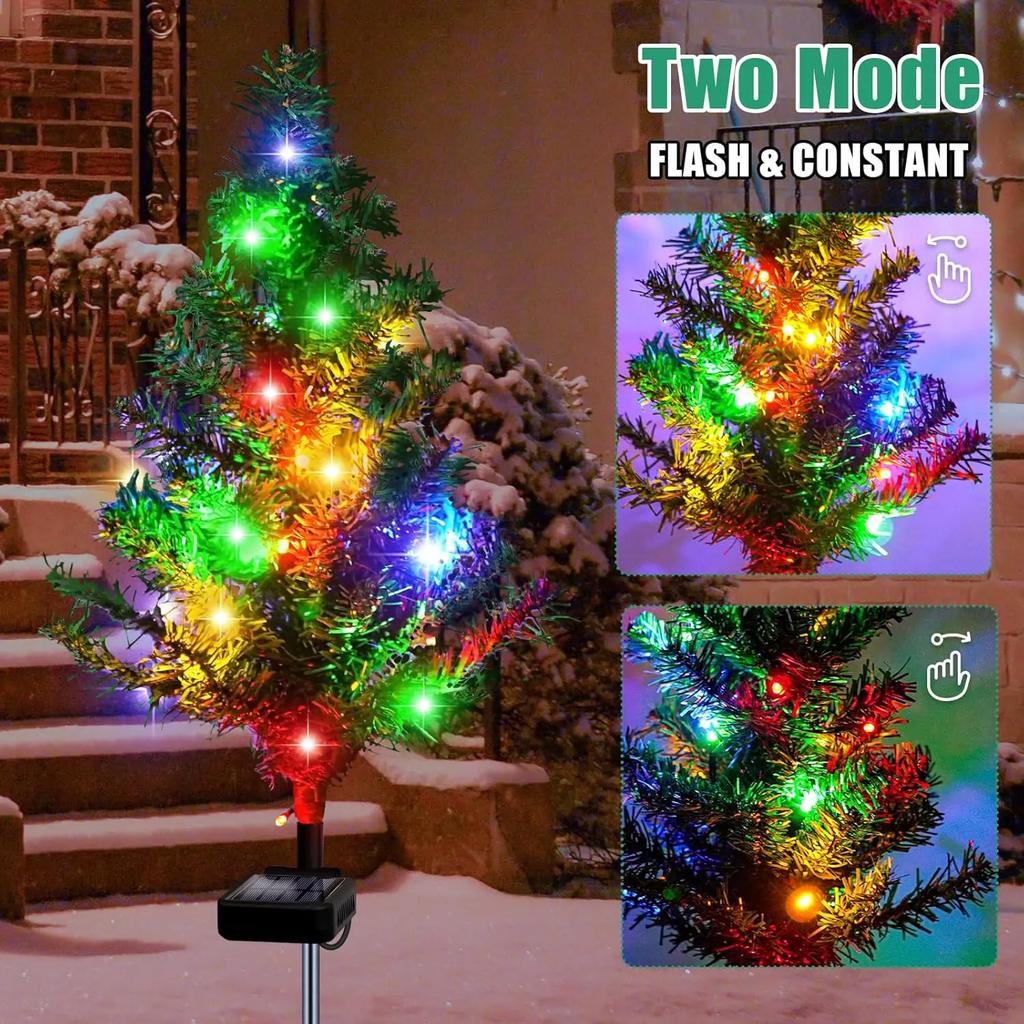 Solar Christmas Tree Garden Stake Light Waterproof Outdoor Christmas Decorations Solar Xmas Christmas Lights for Garden Decor