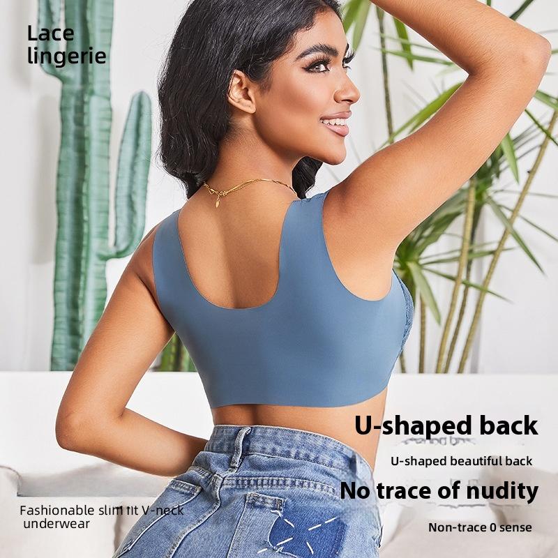 Γυναικείο Δαντελένιο Σουτιέν Μεγάλη Κούπα Μπροστινό Κούμπωμα Εσώρουχα Αθλητικά Τοπ Αμάνικα Χωρίς Ραφές M-2XL Ευρωπαϊκό Μέγεθος