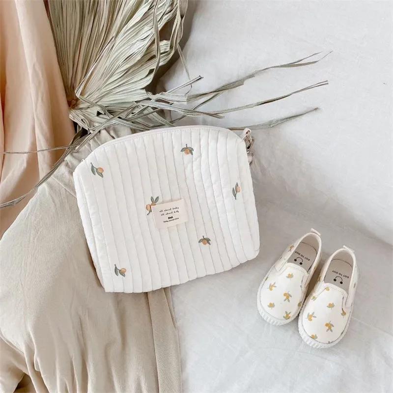 Cotton Embroidery Diaper Bag with Zipper Portable Reusable Nappy Sanitary Pads Organizer Stroller Handbag for Baby Supplies