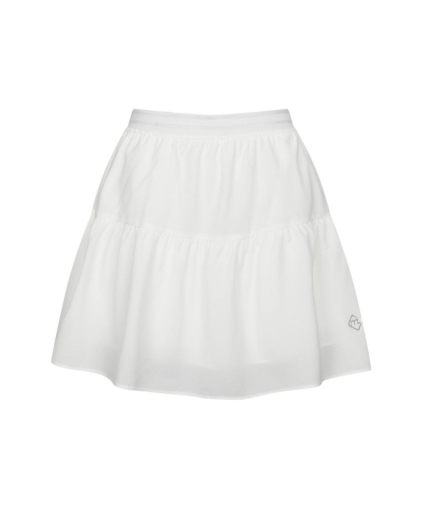 Monday Flow Shirred Mesh Summer Skirt_White