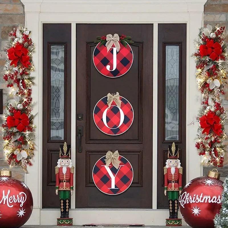 Christmas Staircase Decor Wreath Christmas Ornaments Home Window Door Wreath Hanging Stair Fireplace Wall Decoration Navidad