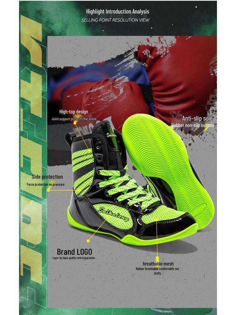 Men's and Children's High Top Wrestling and Boxing Shoes for Indoor Training