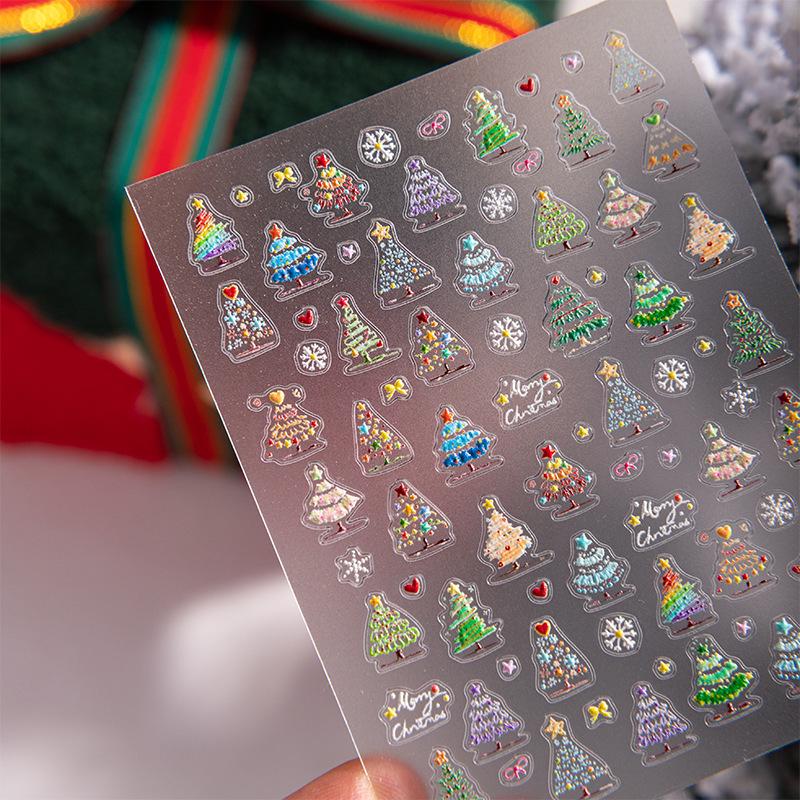 Sky Christmas Tree 3D Nail & Gadget Stickers - Festive Embossed Decorations