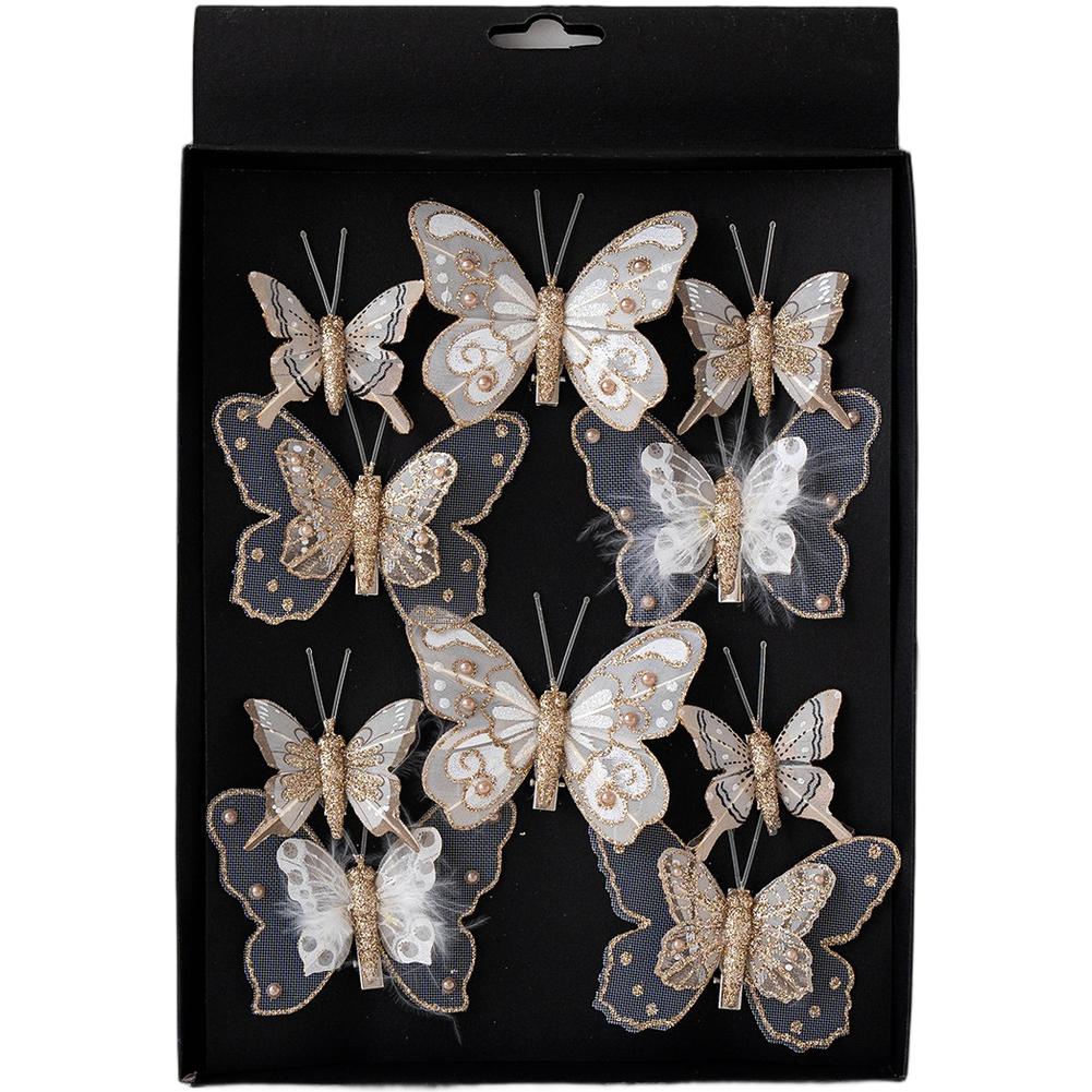 Holiday Decor Butterfly Ornaments Christmas Decoration Artificial Butterfly Lightweight Hanging Realistic Feather Texture