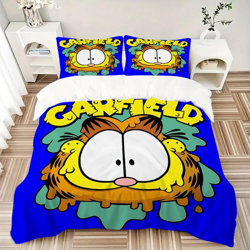 3pcs Garfield, Cat Cover Set, 1 Cover + 2 Pillowcases (No Insert), Bedding for All Seasons, Bedding,Bedroom Decor yy250922023