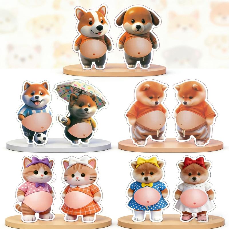 Kawaii Cat Dog 3D Belly Stickers Soft Silicone Squeezeable Stress Relief Stickers DIY Phone Case Car Anti-collision Sticker