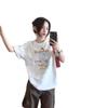 Pure Cotton White Short-sleeved T-shirt Women's New Popular Summer Loose Large Size Fat Mm Catties Half-sleeved Tops and Clothes