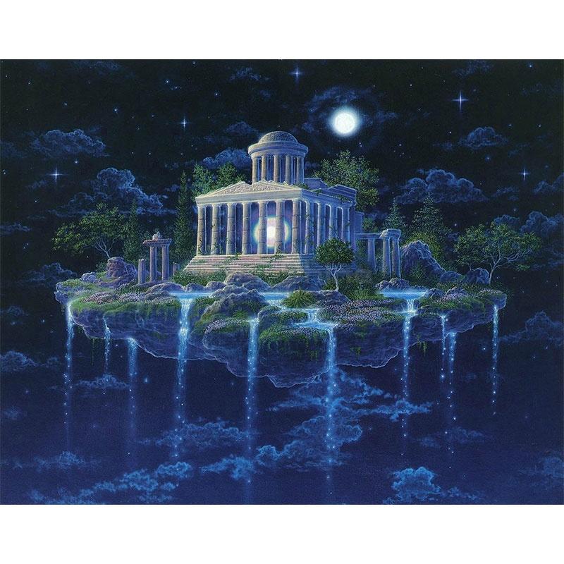 

5D DIY Алмазная картина Пейзаж Алмазная вышивка Замок Ночь Полная дрель Алмазная мозаика Украшение дома Full Square 20X30CM