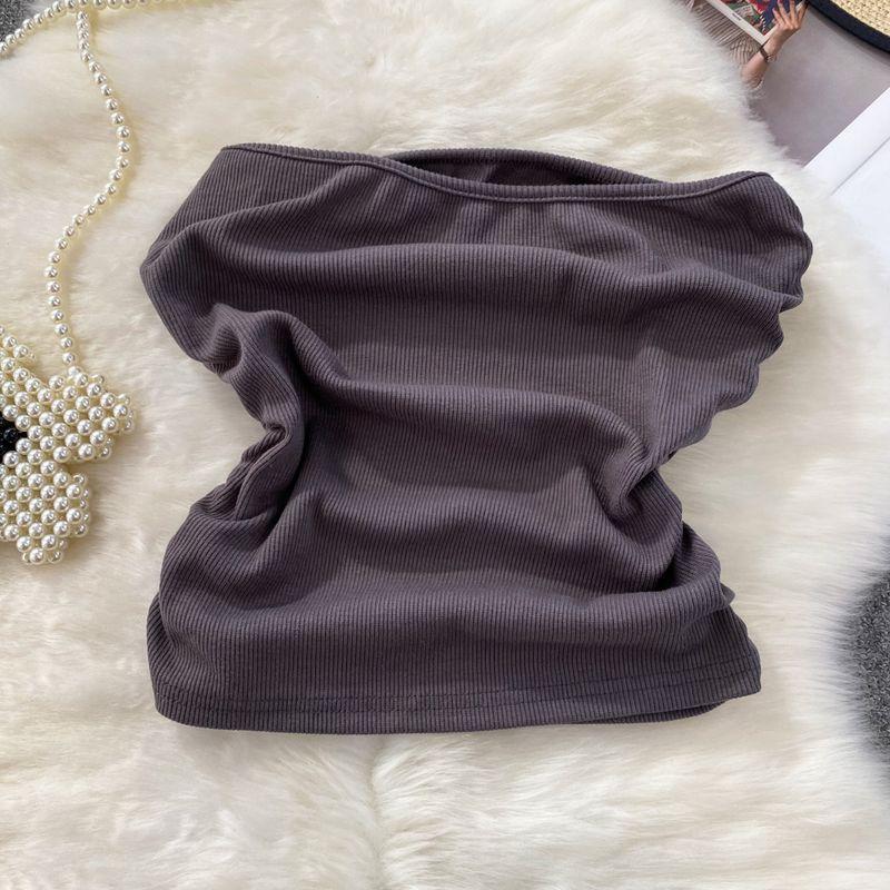 

Лето 2024 Американский Ретро Элегантный Топ-Бандо Жилет Женский Западный Стиль Приталенный Стройнящий Сборчатый Короткий Топ Dark gray One size