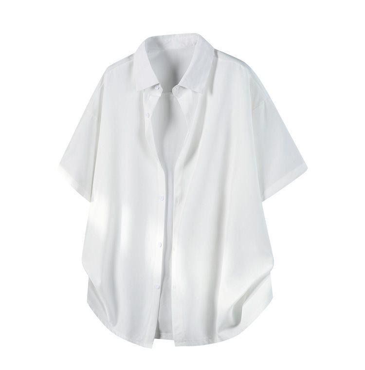 Men's Summer Ice Silk Short Sleeve Casual Shirt - Thin, Loose Half Sleeve Jacket (Style DC2179)