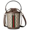 Sac Seau Ophidia Logo Toile Classique Et Cuir Sacs à Main Femme Beige Marron Foncé 838462-FAE0O-9869
