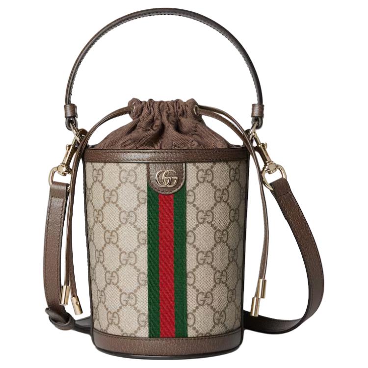 

Gucci Ophidia Logo Classic Canvas And Leather Bucket Bag Women Handbags Beige Dark-Brown 838462-FAE0O-9869 Basic Set (Bag+Dust Bag)