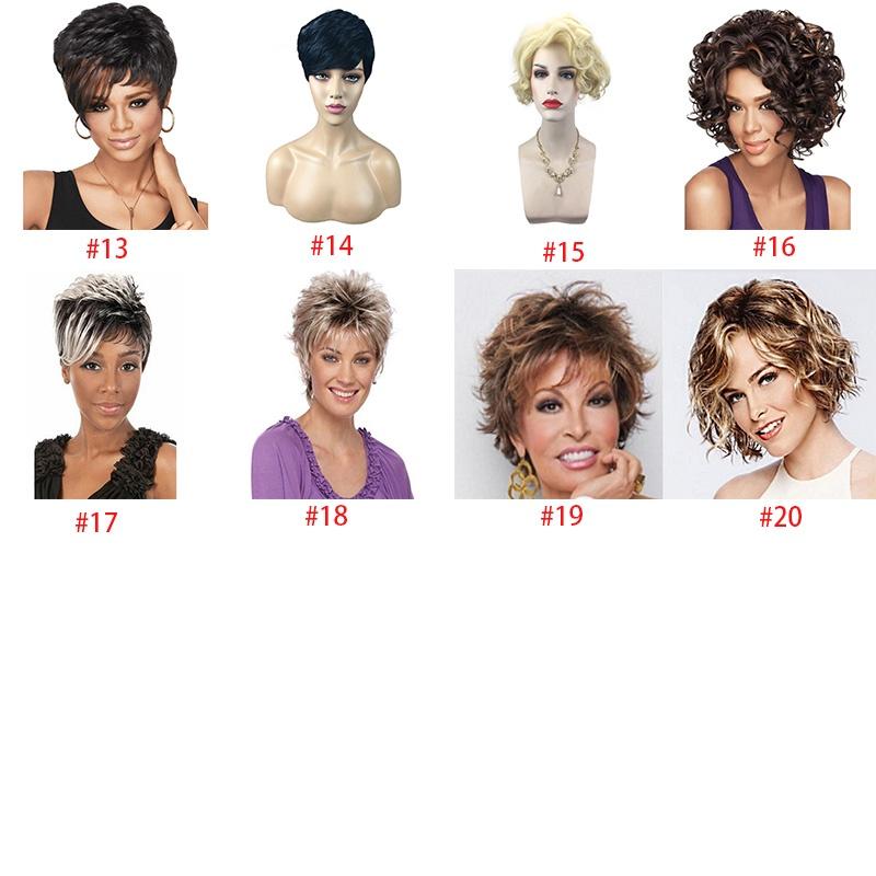Women's Short Hair Full Wig Natural Curly Wavy Synthetic Wig For Cosplay Parties