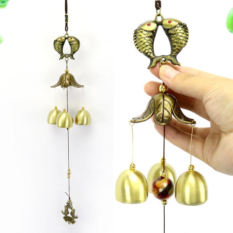 Metal Copper Wind Chime Copper Yard Garden Decoration Bell Feng Shui Pendant Town Lucky Fish Elephent Money Shop Doorbell Gift