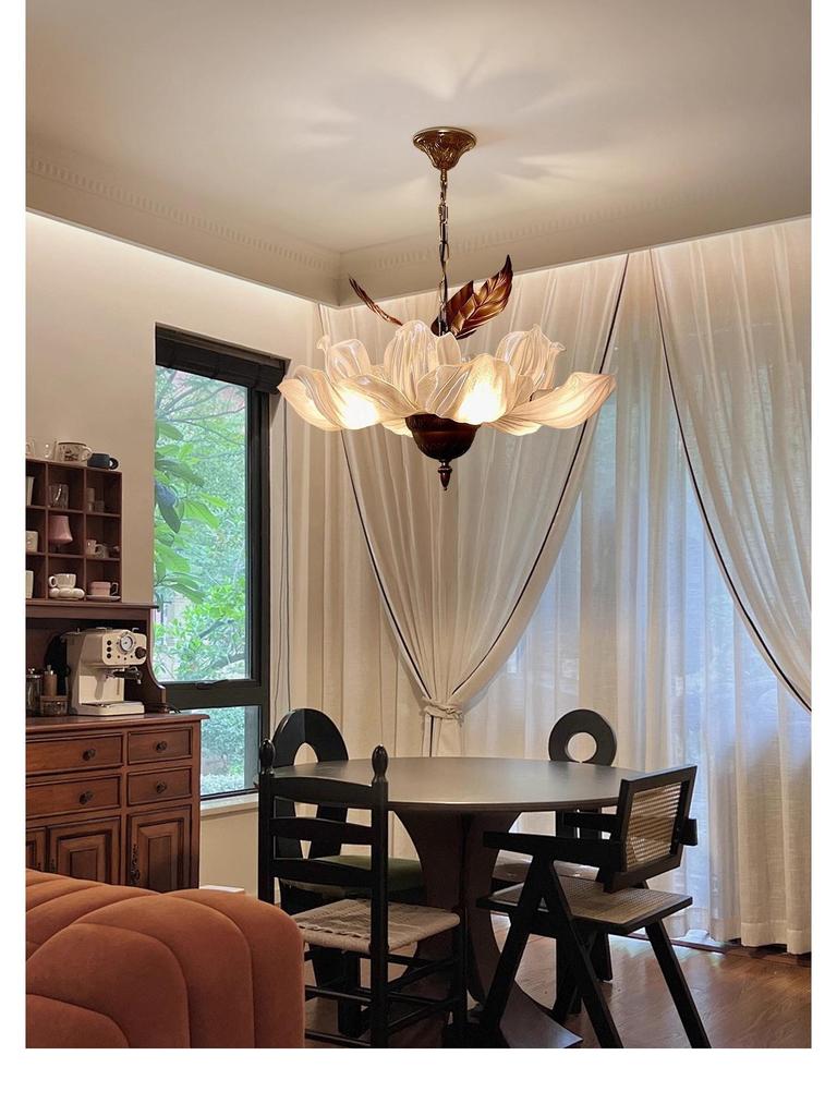 Vintage French Petal Chandelier - Zen-Inspired Song Dynasty Aesthetic for Living Room or Restaurant