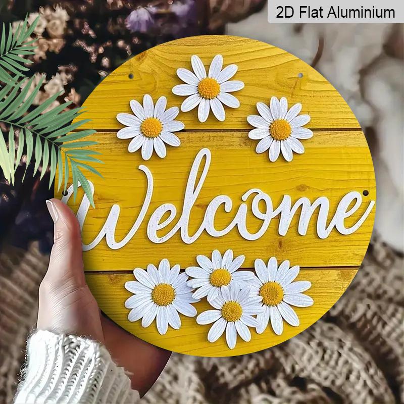 2D Flat 1pc Aluminum Decorative Daisy-Style Wall Hanging 7.87 inches × 7.87 inches Ideal for gardens, farmhouses, streets, shops, bars, cafes, family