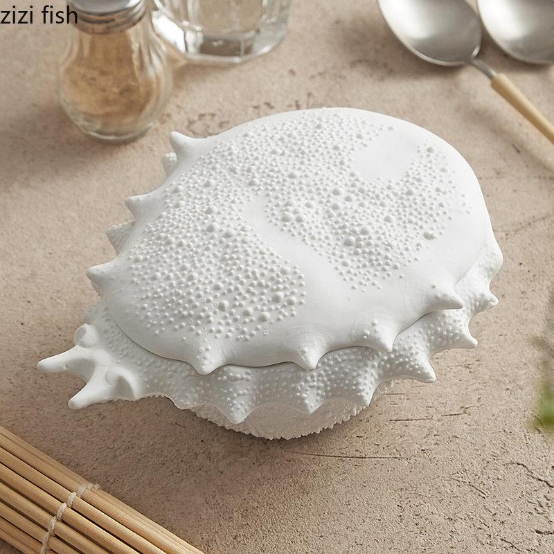 Ceramic Bowl with Lid Creative Crab Shaped Thick Soup Bowl Dessert Bowl Snack Bowls Salad Bowls Restaurant Specialty Tableware