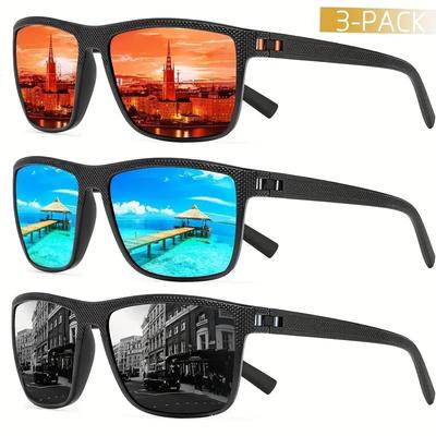 Men Classical Square Polarized Sports Sunglasses Lightweight PC Frame  for Driving Fishing Cycling Unisex Durability