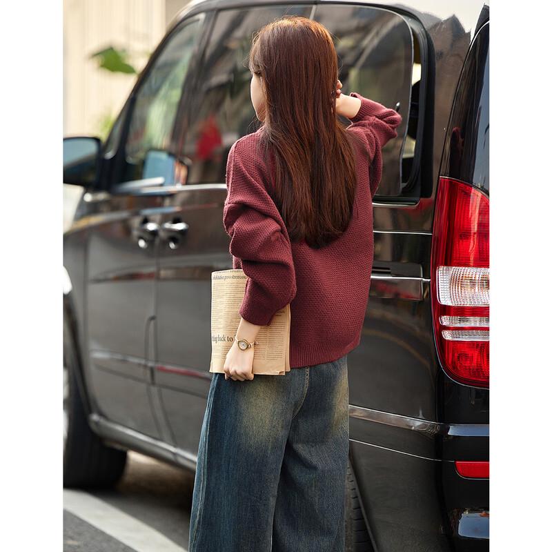 Women's Retro Cable Knit Round Neck Sweater