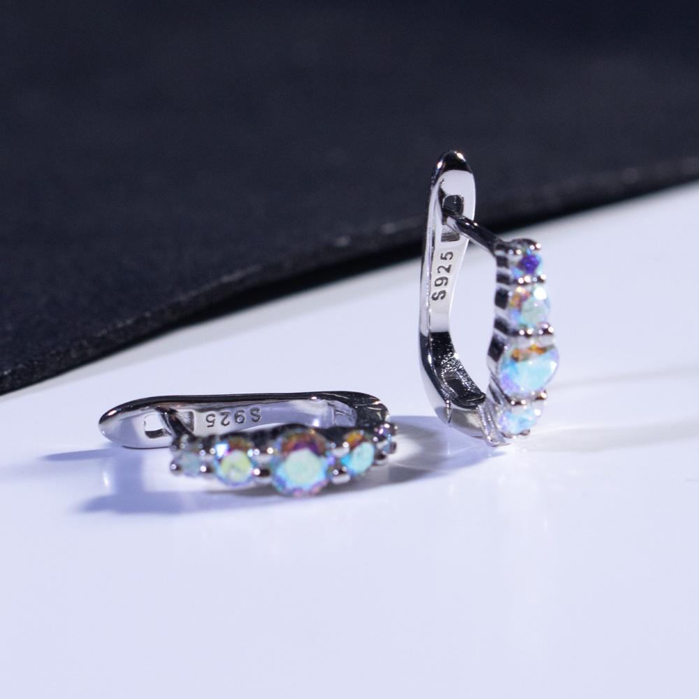 Barevný zirkon 925 Sterling Silver Náušnice Cubic Zirconia Vlastní módní šperky Dámské náušnice