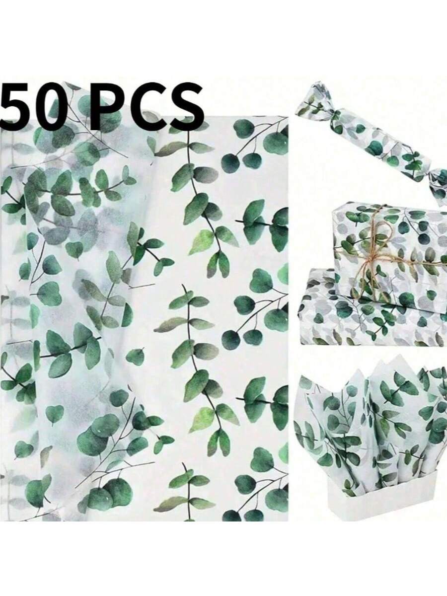 

Unique Plant Design Plant Printed Leaf Packaging Paper, Gift Packaging Tissue, Suitable for Packaging Gifts, Birthdays, Holidays 50x35cm