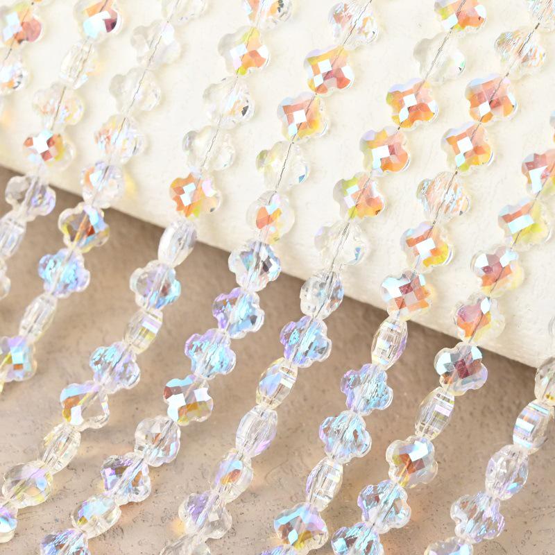 Electroplated Four-Leaf Clover Sherpa Beaded Jewelry Accessories for DIY Necklaces