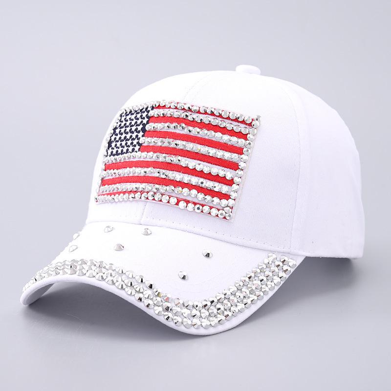 American flag baseball cap men's and women's fashion rhinestone USA curved brim cap spot batch