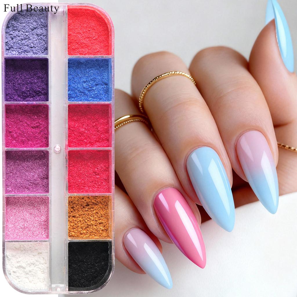 DIY new 12-grid color nail glitter, rouge pearl color nail glitter