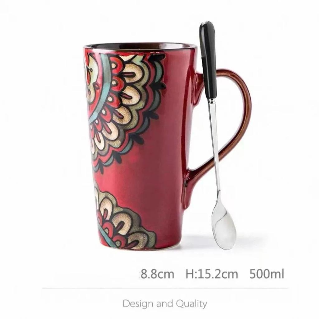 Nordic Style Large Ceramic Mug with Spoon and Lid – Creative & Personalized Coffee Cup