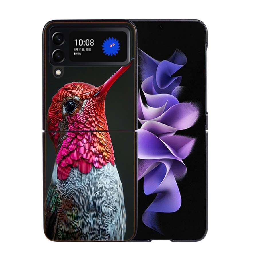 The Spirit of Hummingbirds Phone Case For Samsung Z Flip 7 6 5G Galaxy Z Flip4 Z Flip5 Z Flip3 Coque Black Hard PC Shell Protect