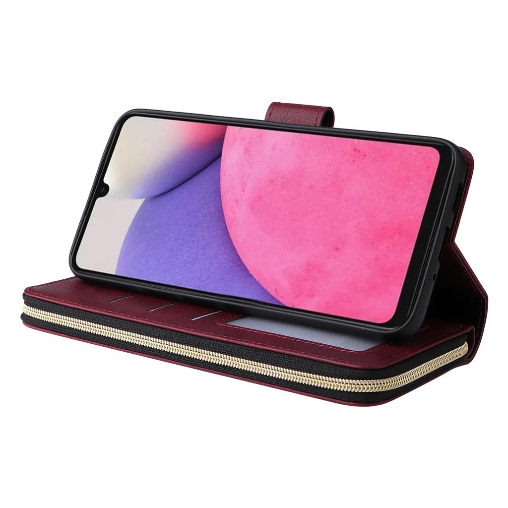 For Samsung Galaxy A33 5G Zipper Wallet Case Card Slots Leather Phone Cover