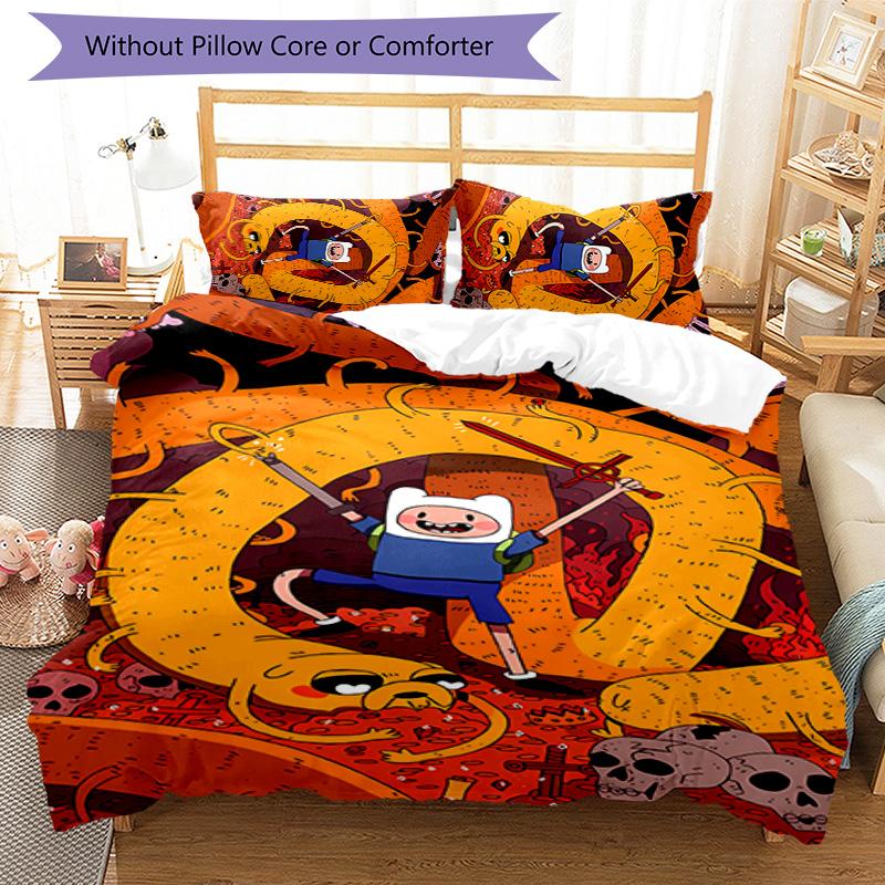 3pcs Adventure Time pattern bedding set duvet cover set includes duvet cover &pillowcases, perfect all season bedroom decoration & gift