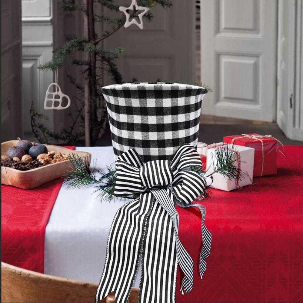 

With Plaid Bow Christmas Tree Topper Hat Christmas Tree Decorations Doll