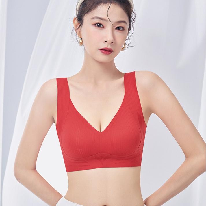 Tank Top Style Seamless Bra Women's Sports Bra No Steel Ring Gathered Bra Double Breast Anti Sagging Thin Bra