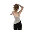 #Summer new pure desire wind striped lace-up splicing sling vest female slim fixed with chest pad top