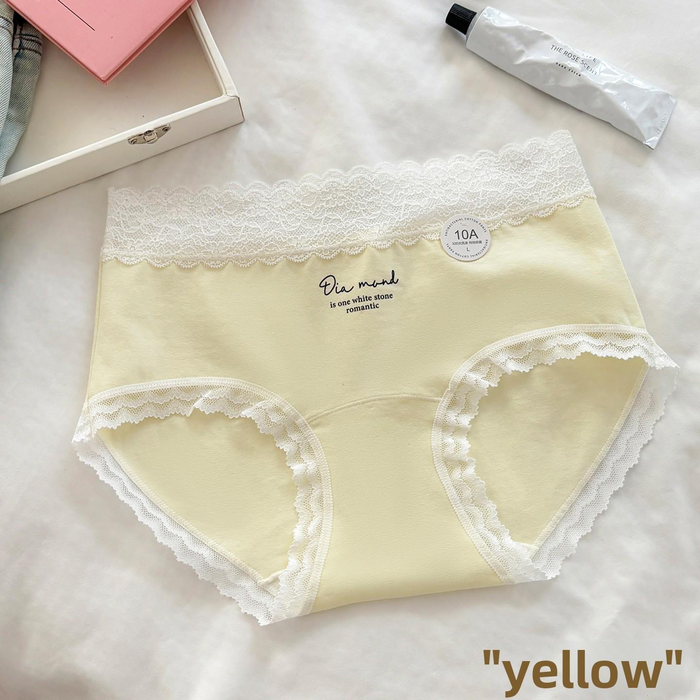 Women s New Summer Sweet Fresh 10A Antibacterial Cotton Extended High Waist Briefs M жёлтый