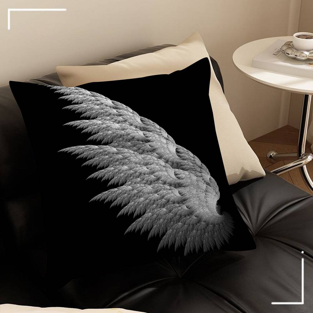 Black White Angel Wings Pillow Gifts Home Office Furnishings Bedroom Sofa Car Cushion Cover Case 45x45cm