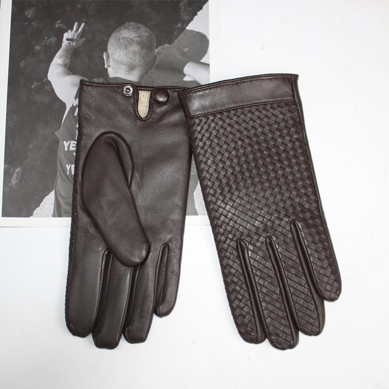 

Мужские импортные перчатки из овчины с сенсорным экраном и высококачественные плетеные перчатки из натуральной кожи 11