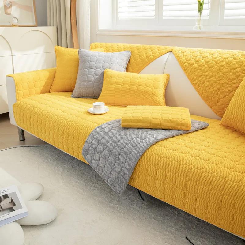 Thicke Sofa Cover Non-slip Couch Cover Cushion Slipcover for Living Room Universal for All Seasons Corduroy Home Protector Cover