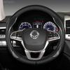 37-38cm Pasuje do Ssangyong Actyon Kyron Rexton Tivoli Korando Pokrowiec na kierownicę samochodową z włókna węglowego i skóry Średnica zewnętrzna
