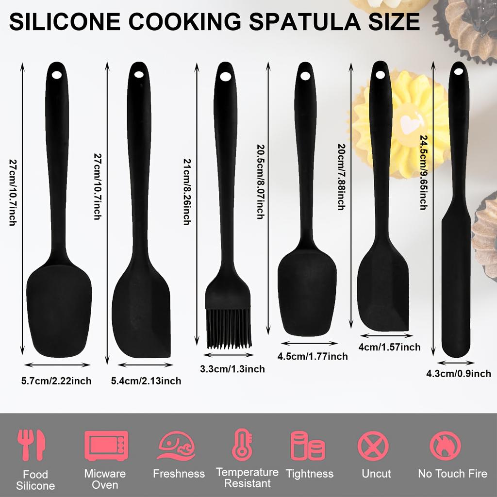 6pcs Food-Grade Silicone Baking Tool Set - High-Temperature Resistant Spatula and Brush Combination,Suitable for Cake Decoration/Cooking/Barbecue