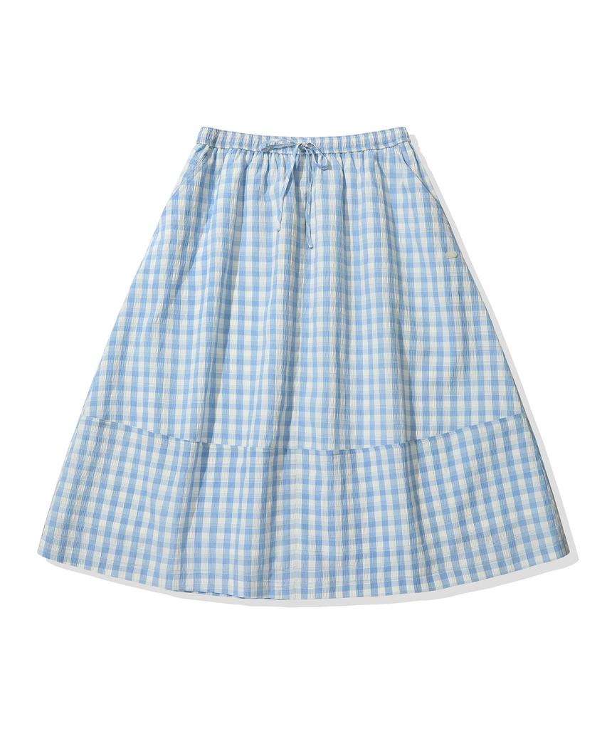Code Graphy (Women) Check Long Skirt - Sky Blue