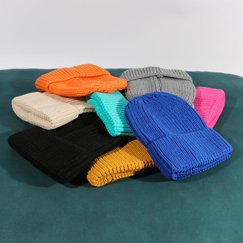 Hat for Women In Autumn and Winter Korean Style Versatile Knitted Hat Custom Embroidery Candy Color Wool Hat Warm Cold Hat Men's Trendy