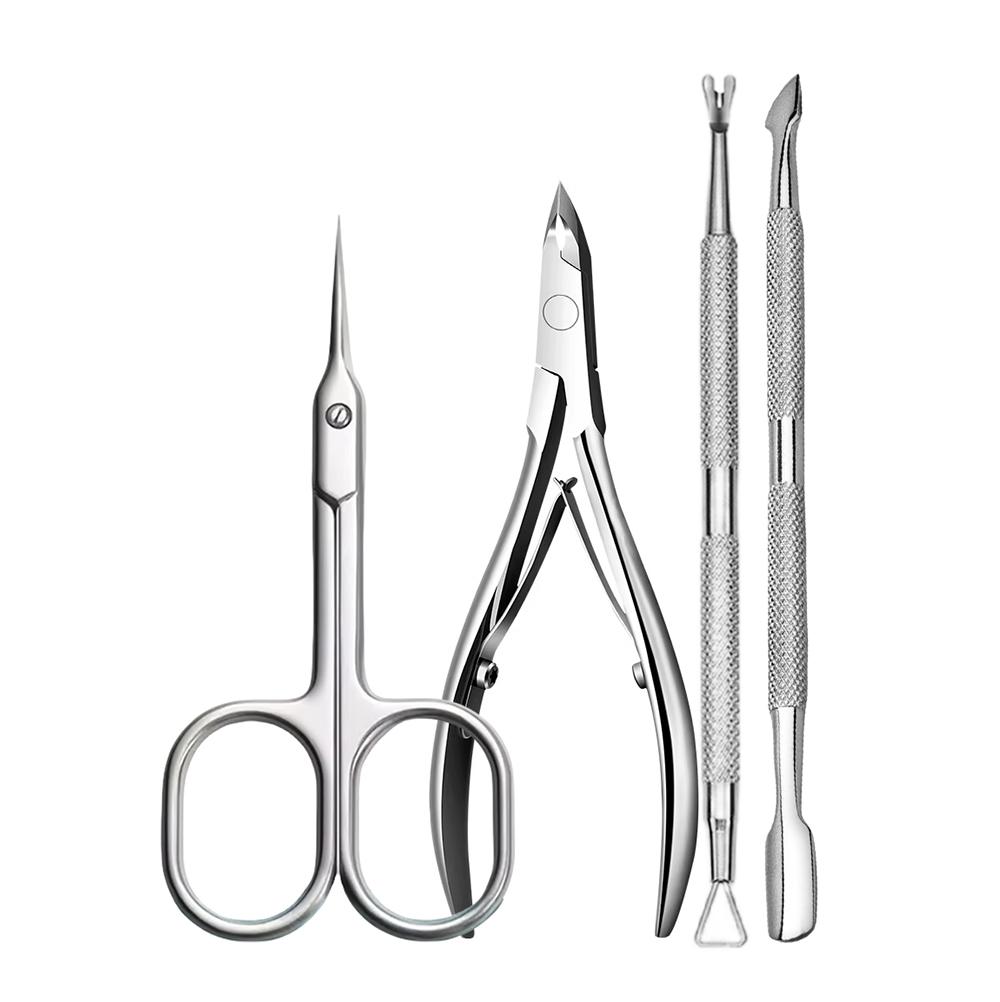 Nail Professional Stainless Steel Nail Cutter Scissor Nippers Muti Function Cuticle Pusher Remover Nail Care Manicure Tools
