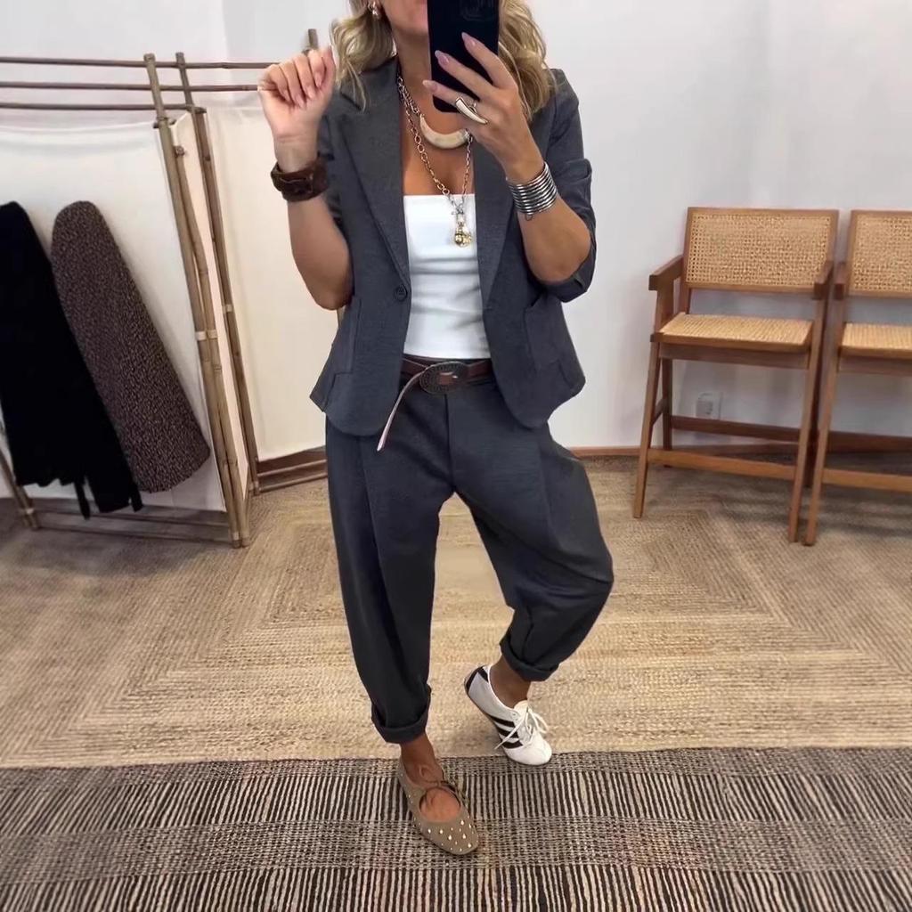 2026 Spring Women's European & American Casual Suit Set - Stylish & Comfortable for Commuting