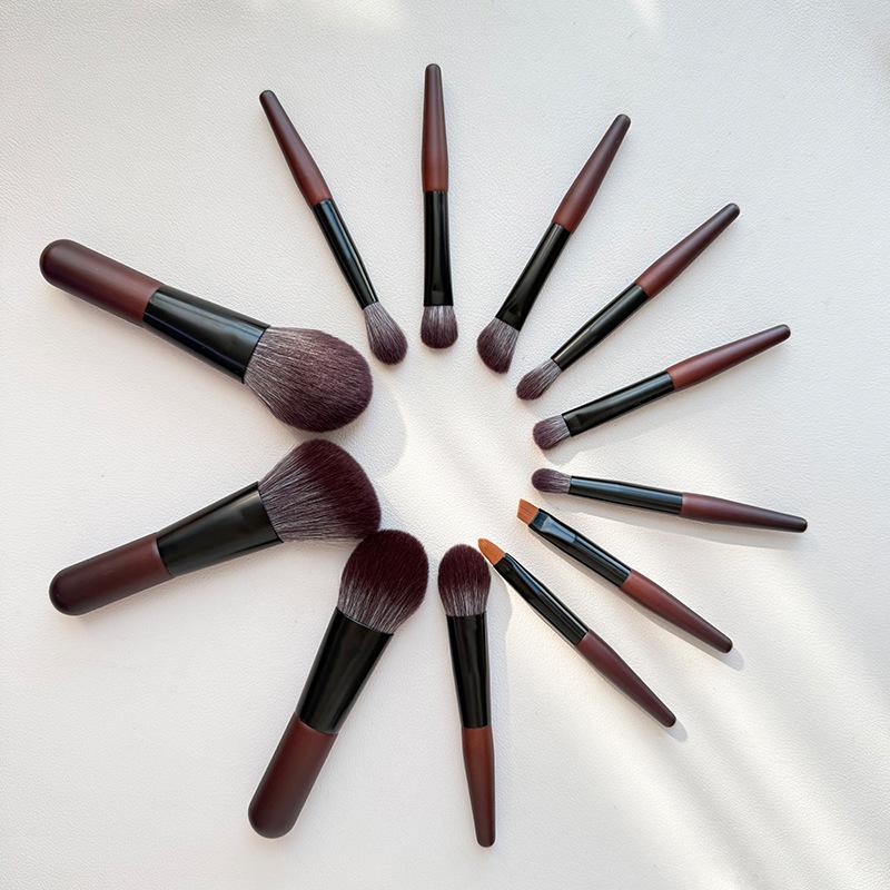 12-Piece Mini Portable Makeup Brush Set with Fiber Bristles: Powder & Eyeshadow Brushes, Complete Beauty Tool Kit.